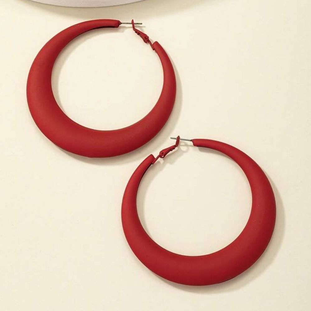 Minimalistic Red Hoop Earrings‎ - Picture 3 of 12